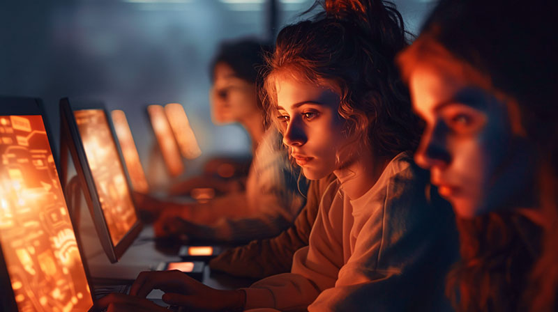 Chicas innovando en taller de FP Básica informática